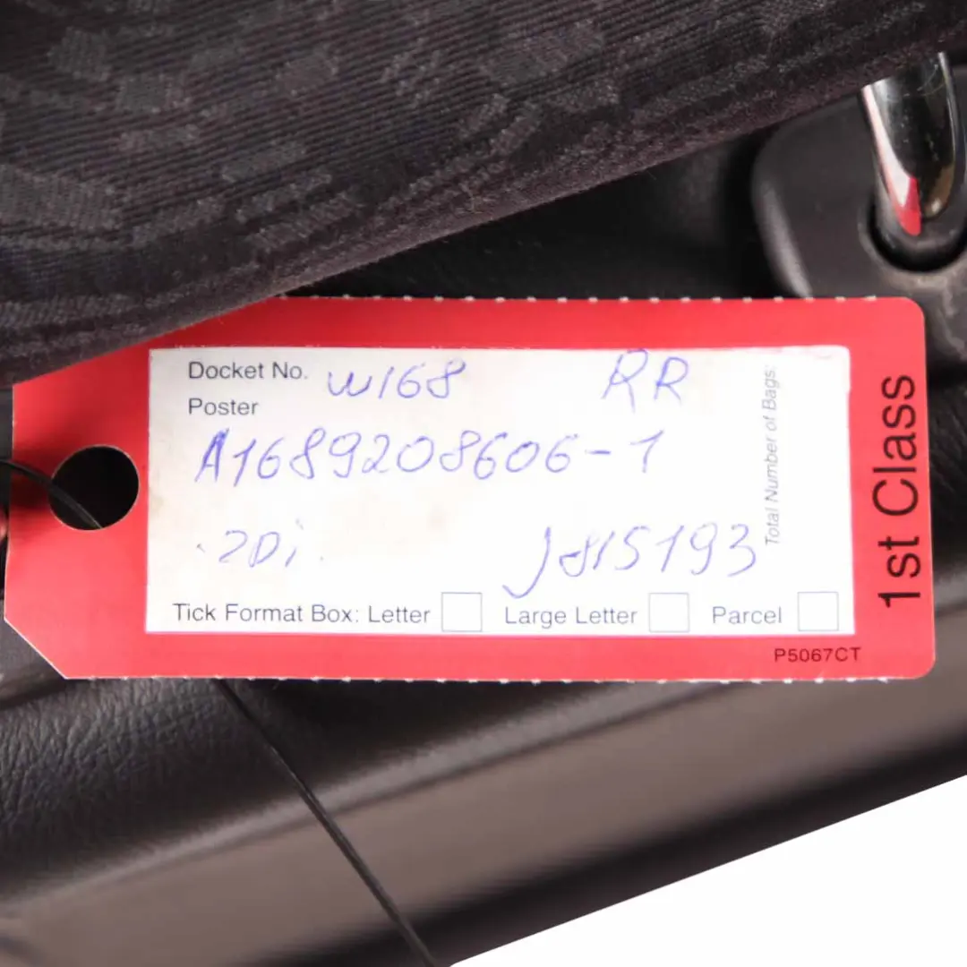 Right O/S Cloth / Leather Seat Backrest Sofa Slate Grey to Mercedes W168 Rear Seat with Part number A1689208606 Mercedes W168 Rear Seat Right O/S Cloth / Leather Seat Backrest Sofa Slate Grey - SKU A1689208606-1 - Part number A1689208606