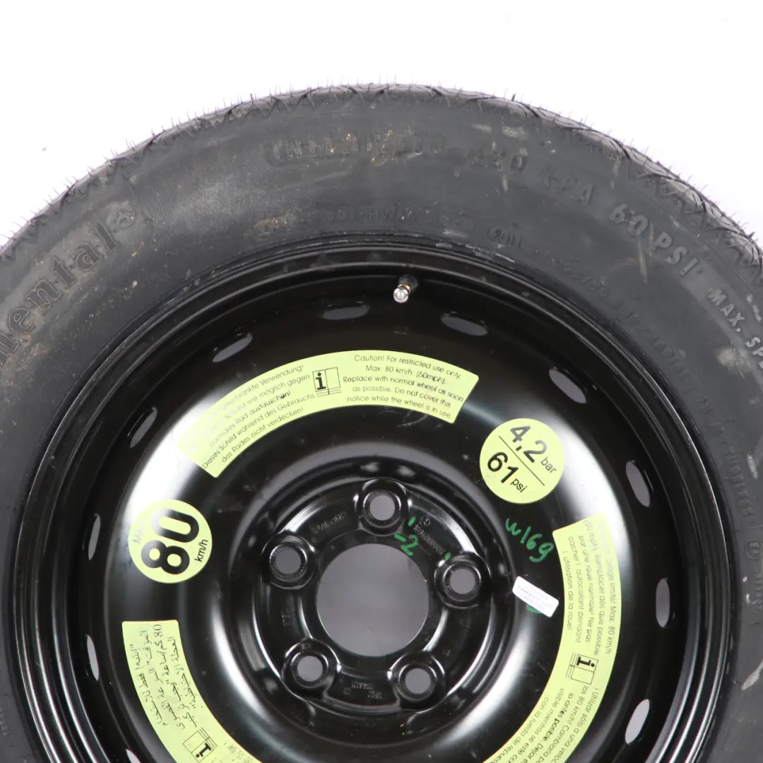  Ruota di scorta Mercedes W169 W245 Compact Acciaio R16 Pneumatico 125/90 - SKU A1694000802-2 - Numero di parte A1694000802