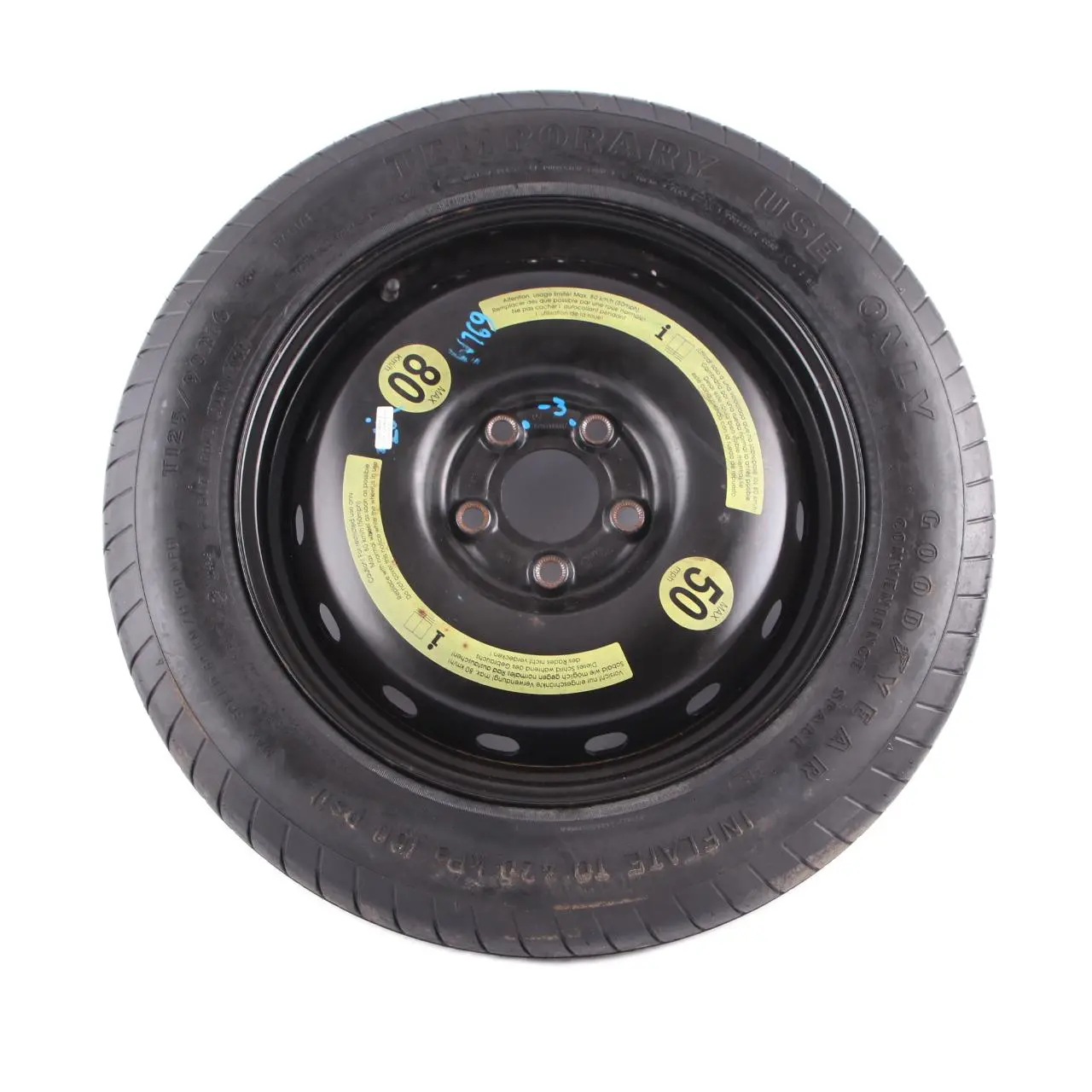 Mercedes W169 W245 Ruota scorta compatta in acciaio R16 Pneumatico 125/90