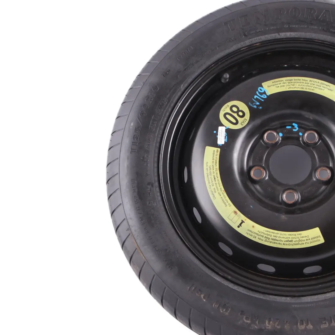 Ruota scorta compatta in acciaio R16 Pneumatico 125/90 per Mercedes W169 W245 con numero di parte A1694000802 Mercedes W169 W245 Ruota scorta compatta in acciaio R16 Pneumatico 125/90 - SKU A1694000802-3 - Numero di parte A1694000802