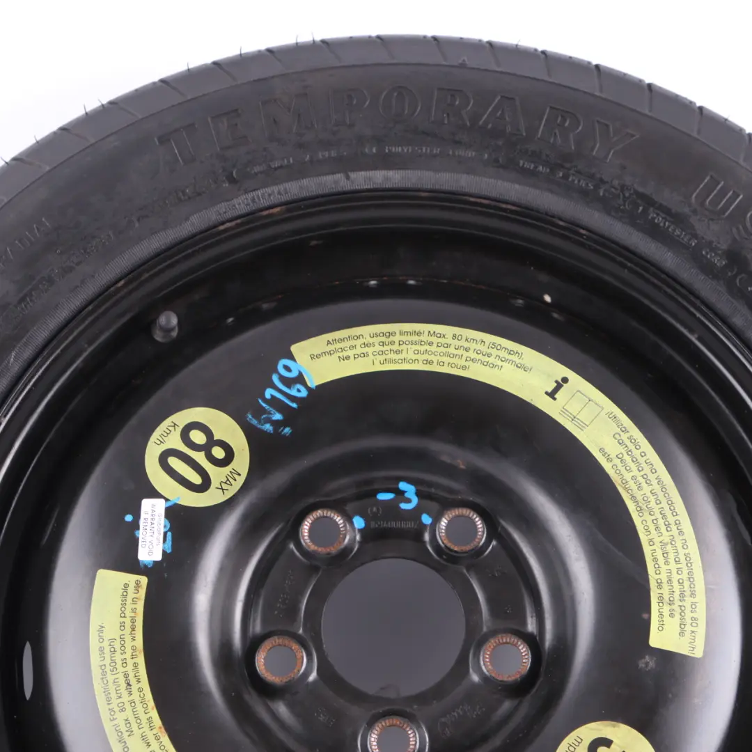 Ruota scorta compatta in acciaio R16 Pneumatico 125/90 per Mercedes W169 W245 con numero di parte A1694000802 Mercedes W169 W245 Ruota scorta compatta in acciaio R16 Pneumatico 125/90 - SKU A1694000802-3 - Numero di parte A1694000802