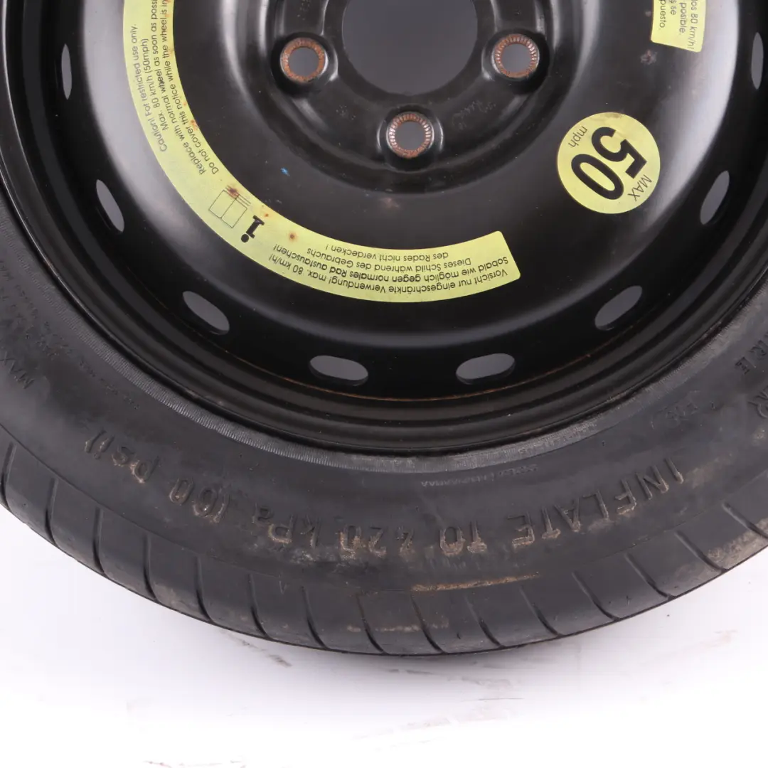 Roue de secours compacte Acier R16 Pneu 125/90 pour Mercedes W169 W245 à propos du numéro de pièce A1694000802 Mercedes W169 W245 Roue de secours compacte Acier R16 Pneu 125/90 - SKU A1694000802-3 - Numéro de pièce A1694000802