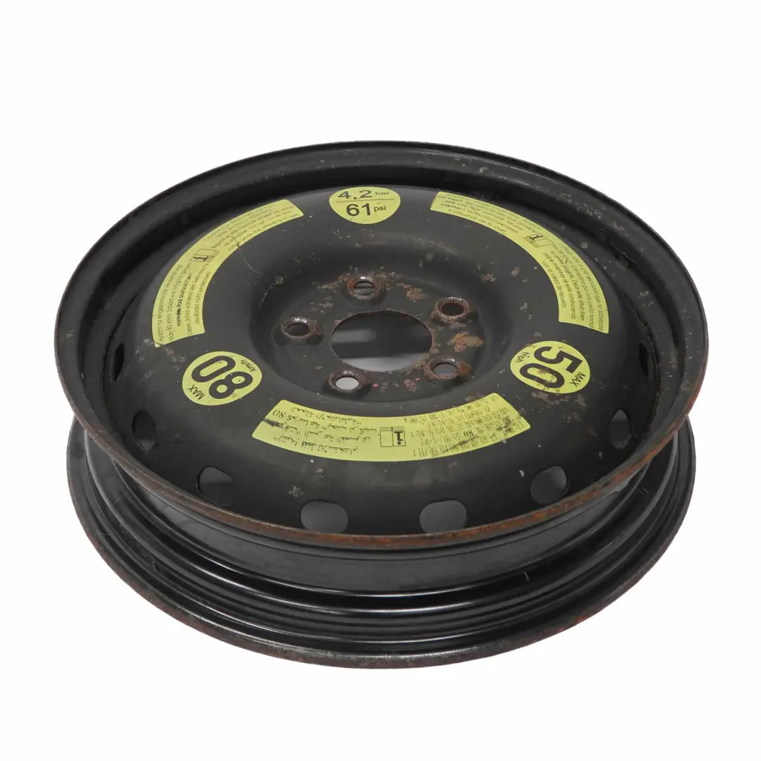 Rueda de repuesto compacta Acero 16'' 3,5J ET:32 para Mercedes W169 W245 con número de pieza A1694000802 Mercedes W169 W245 Rueda de repuesto compacta Acero 16'' 3,5J ET:32 - SKU A1694000802-4 - Número de pieza A1694000802