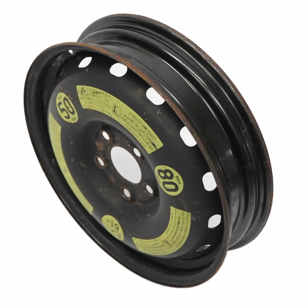 Roue de secours compacte en acier 16'' 3,5J ET:32 pour Mercedes W169 W245 à propos du numéro de pièce A1694000802 Mercedes W169 W245 Roue de secours compacte en acier 16'' 3,5J ET:32 - SKU A1694000802-4 - Numéro de pièce A1694000802