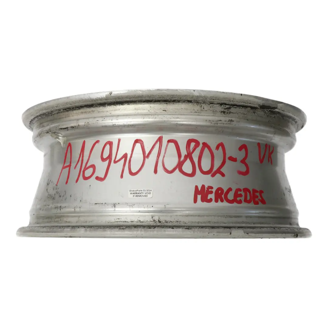Alloy Wheel Rim 16" 6J ET:46 to Mercedes W169 Silver with Part number A1694010802 Mercedes W169 Silver Alloy Wheel Rim 16" 6J ET:46 - SKU A1694010802-3 - Part number A1694010802