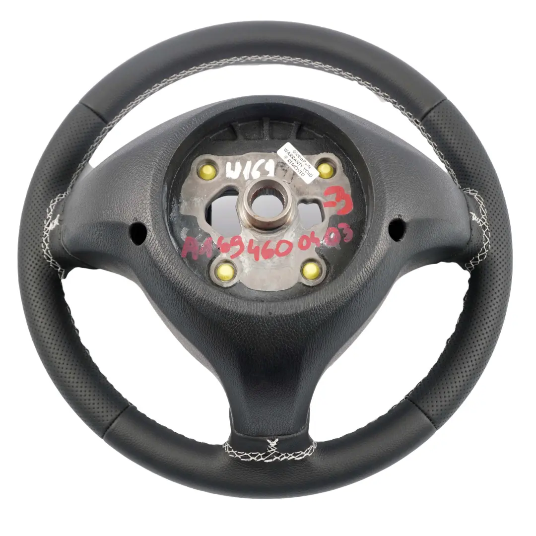 Mercedes-Benz A-Class W169 NEW Black Leather Steering Wheel with White Threads to with Part number A1694600403 Mercedes-Benz A-Class W169 NEW Black Leather Steering Wheel with White Threads - SKU A1694600403-3 - Part number A1694600403