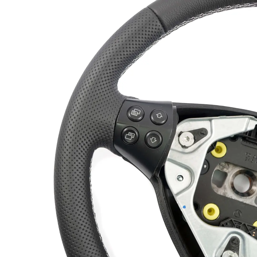 Mercedes-Benz A-Class W169 NEW Black Leather Steering Wheel with White Threads to with Part number A1694600403 Mercedes-Benz A-Class W169 NEW Black Leather Steering Wheel with White Threads - SKU A1694600403-3 - Part number A1694600403