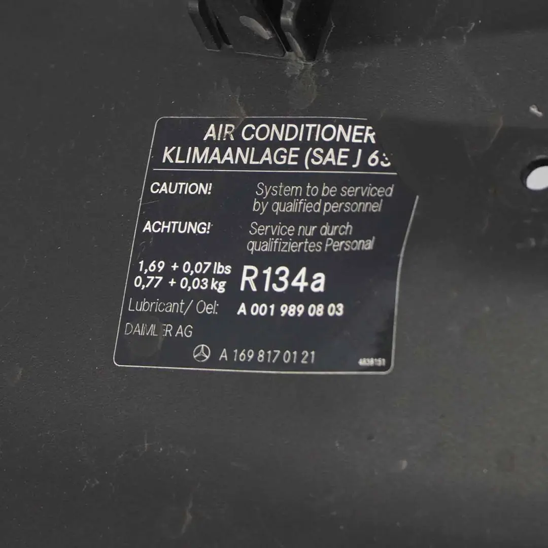 Mercedes W169 benzina motore raffreddamento radiatore condotto aria deflettore - SKU A1695050030 - Numero di parte A1695050030