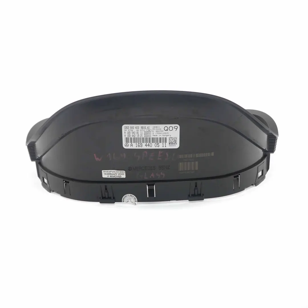 Mercedes W169 Couvercle Verre Tableau Bord Speedo Horloges Compteurs - SKU A1695400023 - Numéro de pièce A1695400023