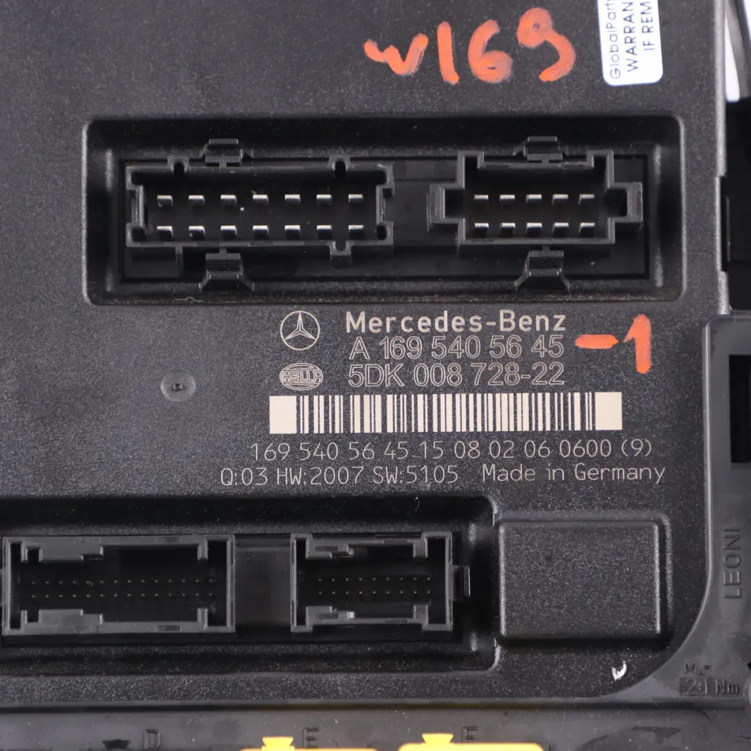 Mercedes W169 SAM Module Control Fuse Box Unit - SKU A1695405645-1 - Número de pieza A1695405645