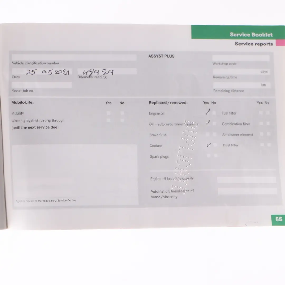 Mercedes W169 Owner's Handbook Service Booklet Slipcase Pouch Case Wallet Set - SKU A1695841083 - Part number A1695841083