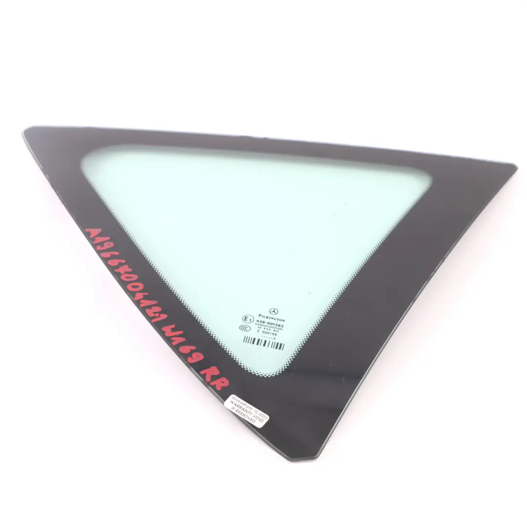 Cristal Ventana Trasera Cuarto Fijo Lado Izquierdo AS2 para Mercedes W169 con número de pieza A1696700412 Mercedes W169 Cristal Ventana Trasera Cuarto Fijo Lado Izquierdo AS2 - SKU A1696700412-1 - Número de pieza A1696700412