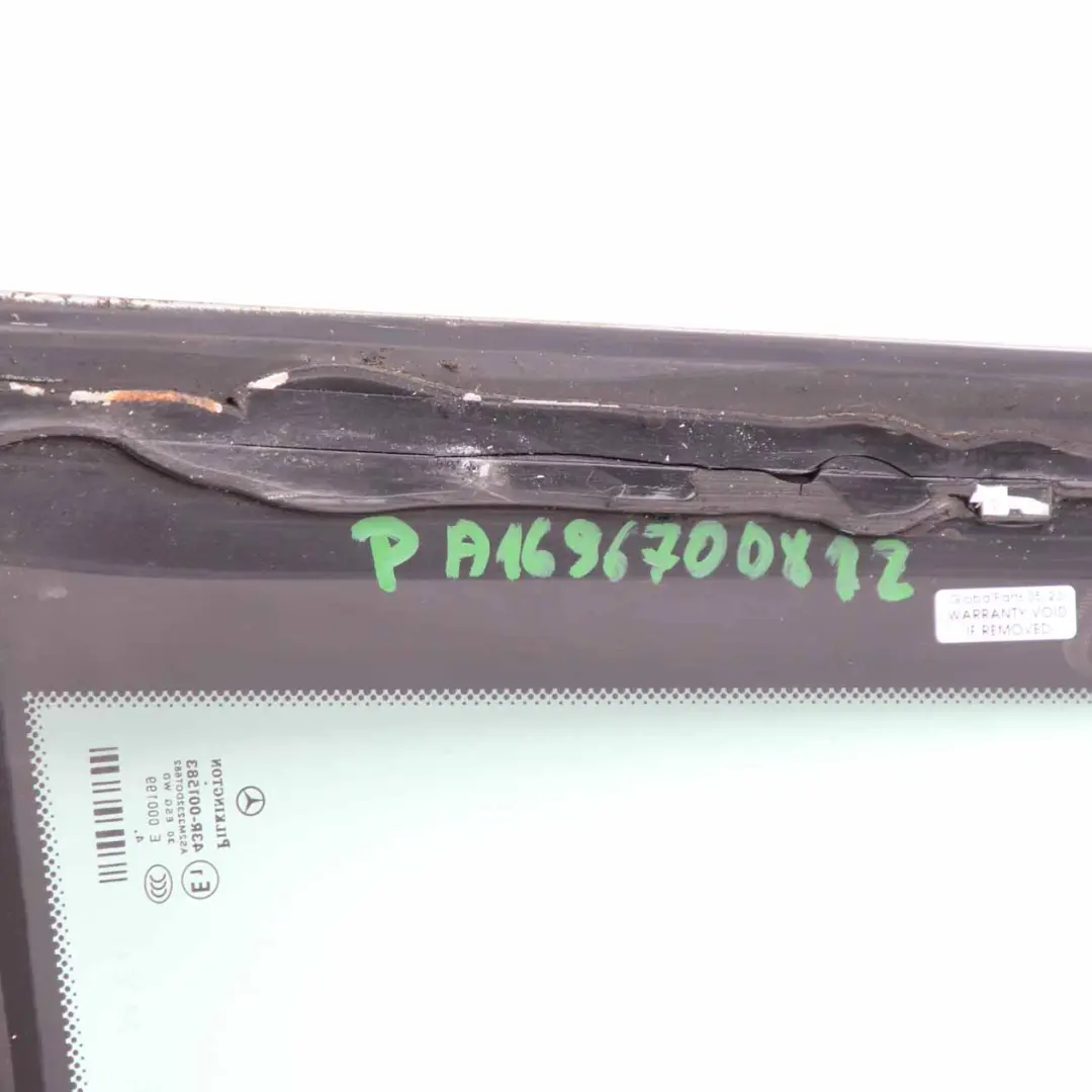 Quarter Side Window Rear Right O/S Glass AS2 to Mercedes W169 Coupe with Part number A1696700812 Mercedes W169 Coupe Quarter Side Window Rear Right O/S Glass AS2 - SKU A1696700812 - Part number A1696700812
