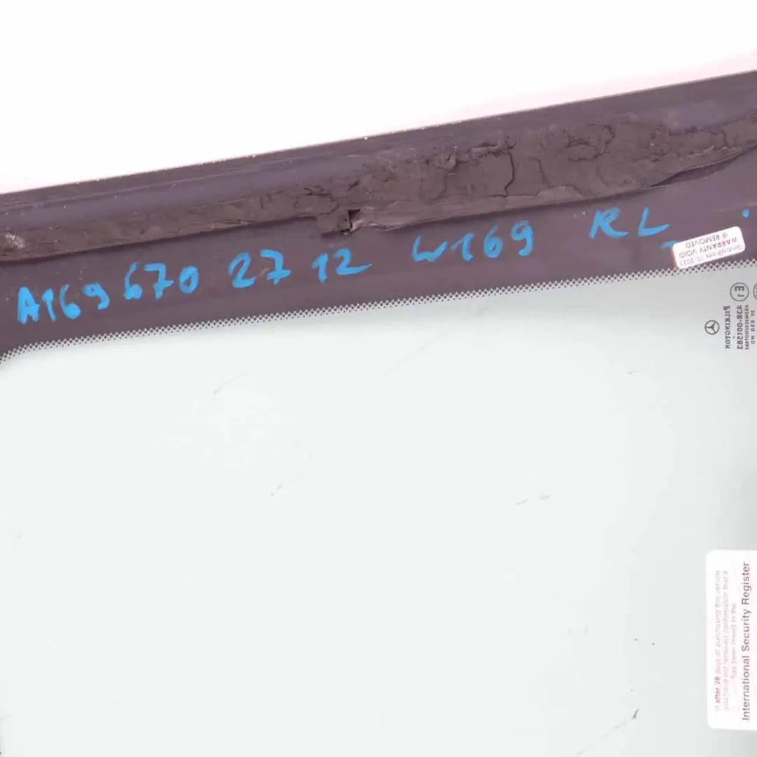 Quarter Side Window Rear Left N/S Glass AS2 to Mercedes W169 Coupe with Part number A1696702712 Mercedes W169 Coupe Quarter Side Window Rear Left N/S Glass AS2 - SKU A1696702712 - Part number A1696702712