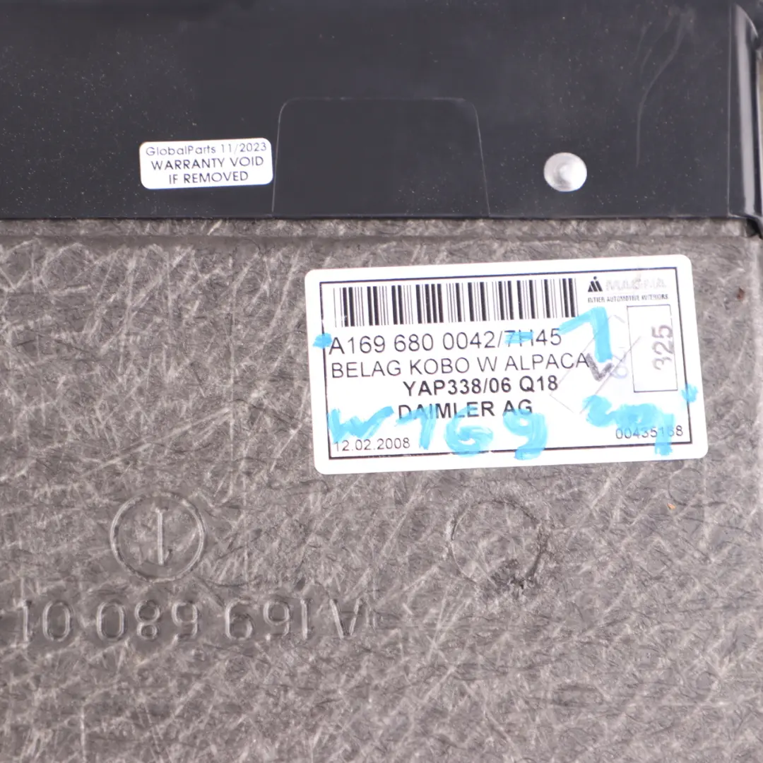 Funda Alfombra Piso Carga Maletero Gris para Mercedes W169 con número de pieza A1696800042 Mercedes W169 Funda Alfombra Piso Carga Maletero Gris - SKU A1696800042-1 - Número de pieza A1696800042