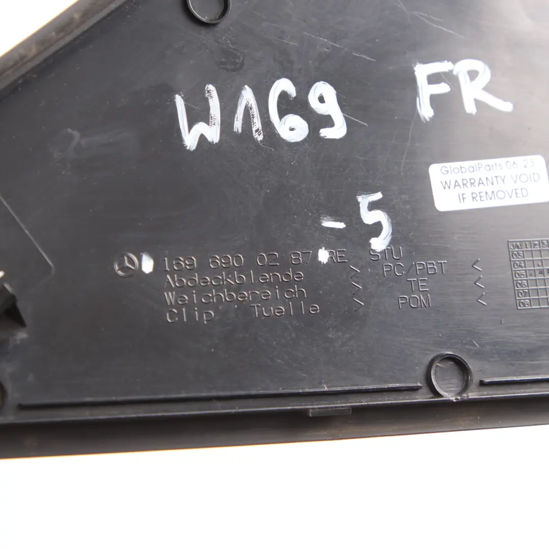 Wing Trim Top Cover Right O/S Panel Black Elegance to Mercedes W169 with Part number A1696900287 Mercedes W169 Wing Trim Top Cover Right O/S Panel Black Elegance - SKU A1696900287-5 - Part number A1696900287