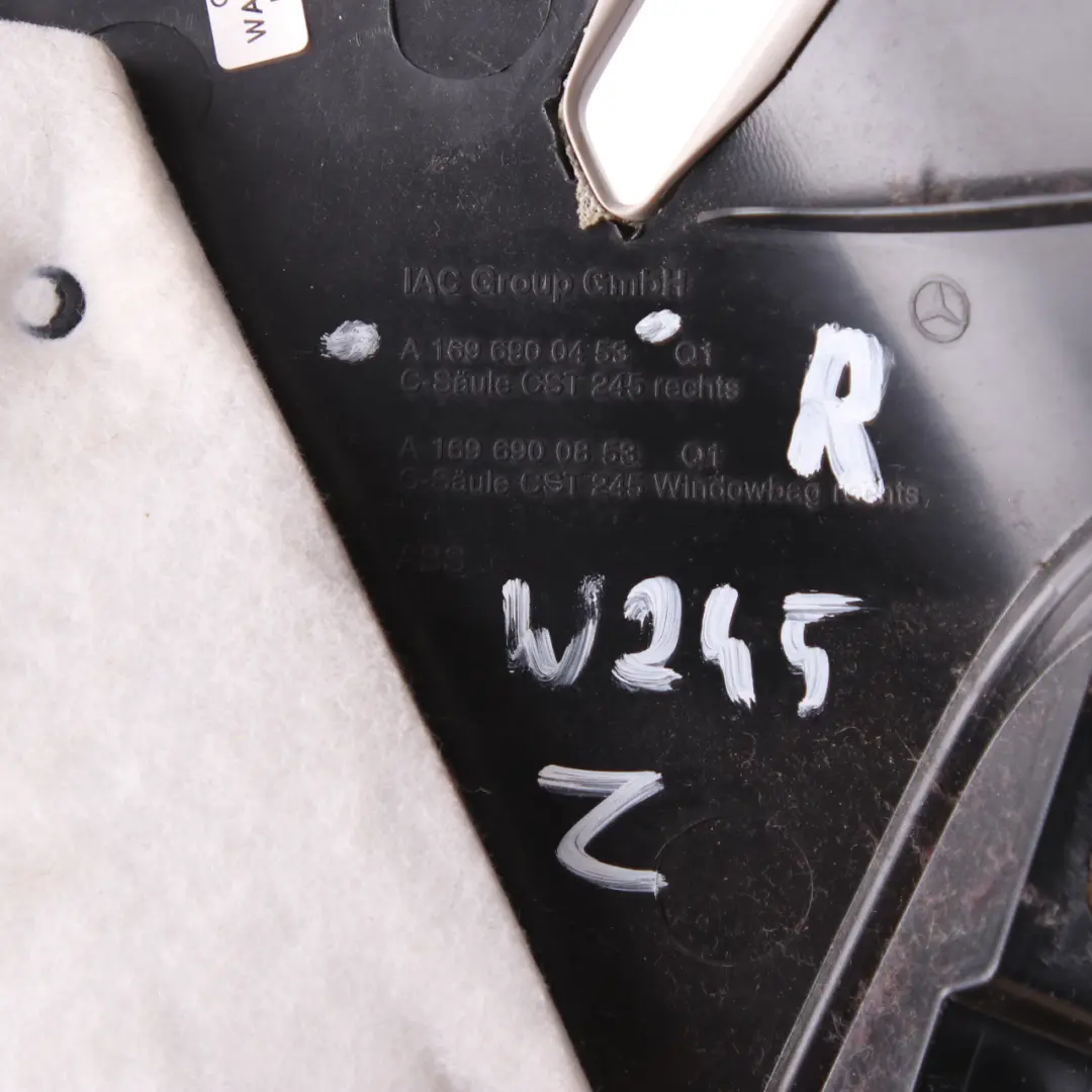 Trim Panel Mercedes W245 C-Pillar Trunk Cover Right O/S Rear to with Part number A1696900453 Trim Panel Mercedes W245 C-Pillar Trunk Cover Right O/S Rear - SKU A1696900453-1 - Part number A1696900453