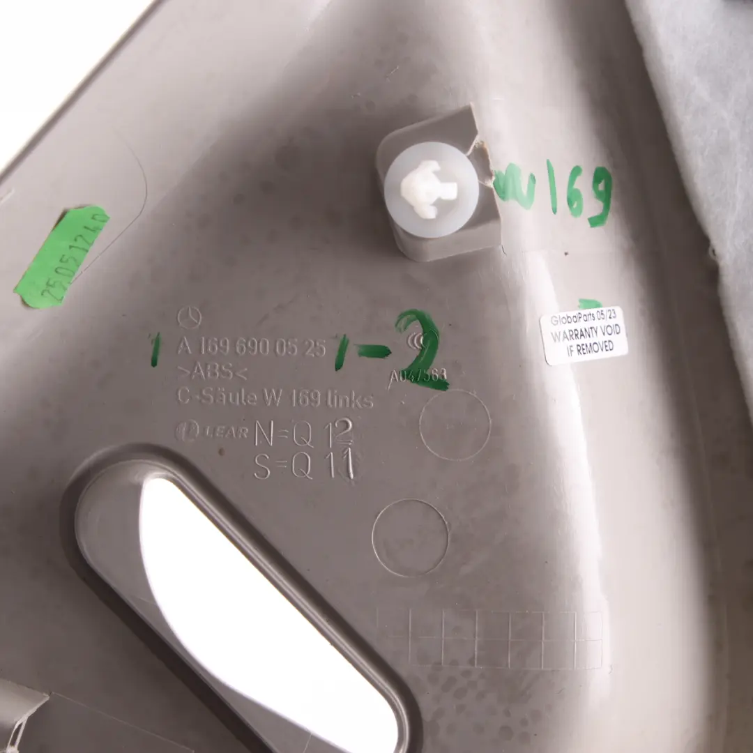 Mercedes W169 C-Pillar Rear Left N/S Trim Panel Cover Grey - SKU A1696900525-2 - Part number A1696900525