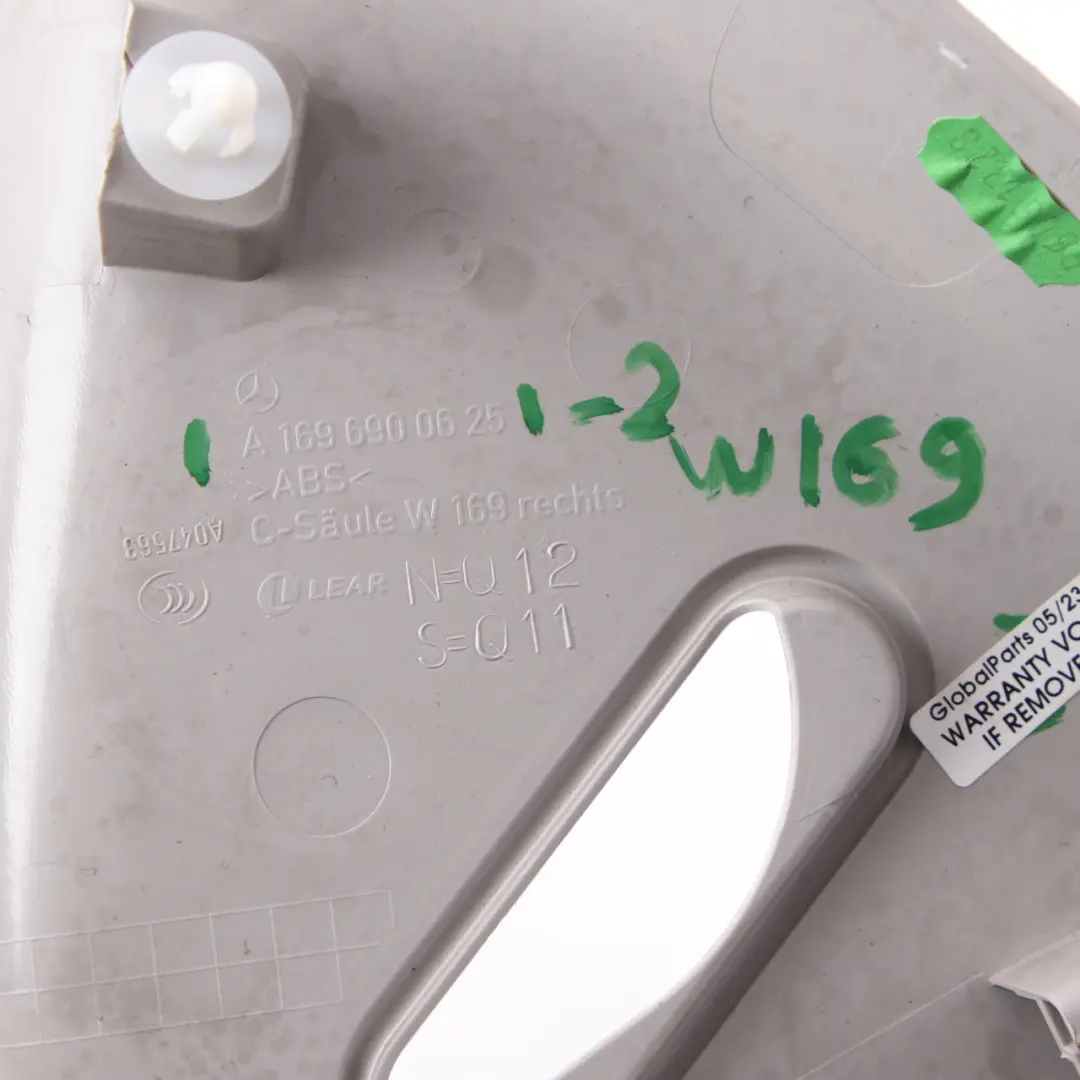 C-Pillar Rear Right O/S Trim Panel Cover Grey to Mercedes W169 with Part number A1696900625 Mercedes W169 C-Pillar Rear Right O/S Trim Panel Cover Grey - SKU A1696900625-2 - Part number A1696900625