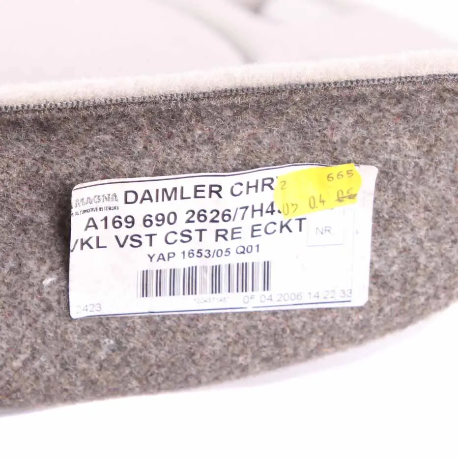 Boot Trunk Luggage Right O/S Lateral Trim Panel Grey to Mercedes W245 with Part number A1696900825 Mercedes W245 Boot Trunk Luggage Right O/S Lateral Trim Panel Grey - SKU A1696900825-1 - Part number A1696900825