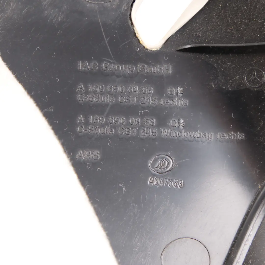 Mercedes W245 Trim Panel C-Pillar Trunk Cover Rear Right O/S Grey - SKU A1696900853-1 - Part number A1696900853