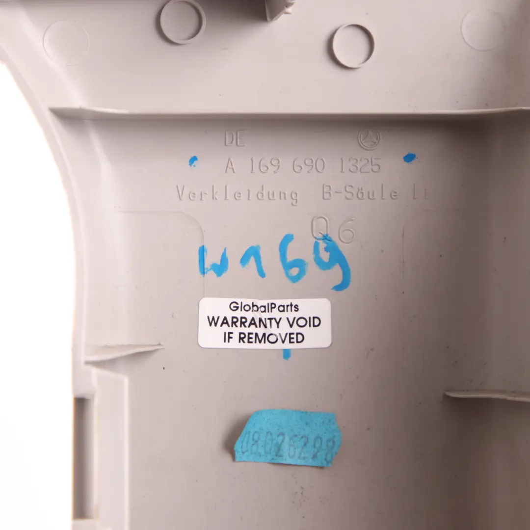 B-Pillar Trim Cover Panel Grey Left N/S to Mercedes W169 with Part number A1696901325 Mercedes W169 B-Pillar Trim Cover Panel Grey Left N/S - SKU A1696901325 - Part number A1696901325