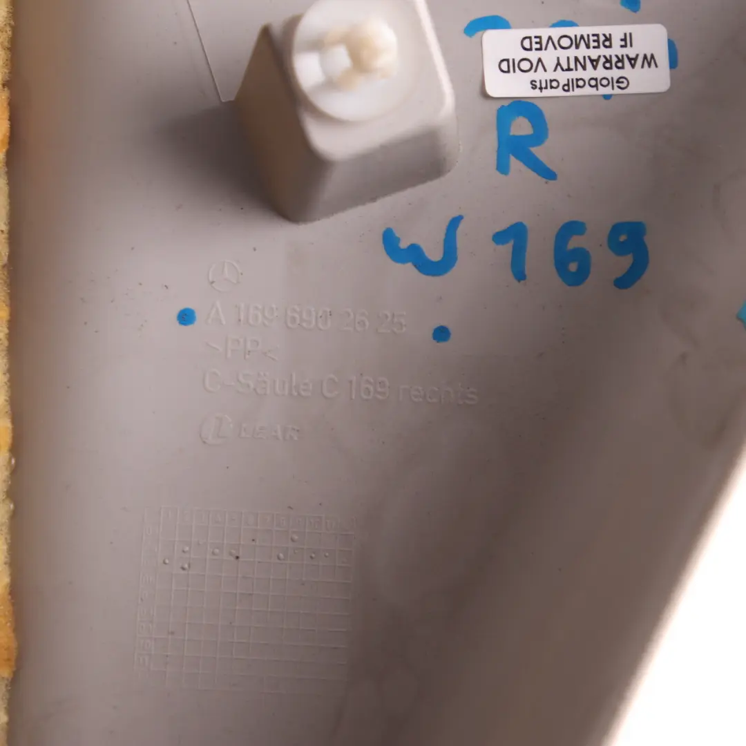 Trim Panel C Pillar Column Cover Right O/S Grey to Mercedes W169 with Part number A1696902625 Mercedes W169 Trim Panel C Pillar Column Cover Right O/S Grey - SKU A1696902625 - Part number A1696902625