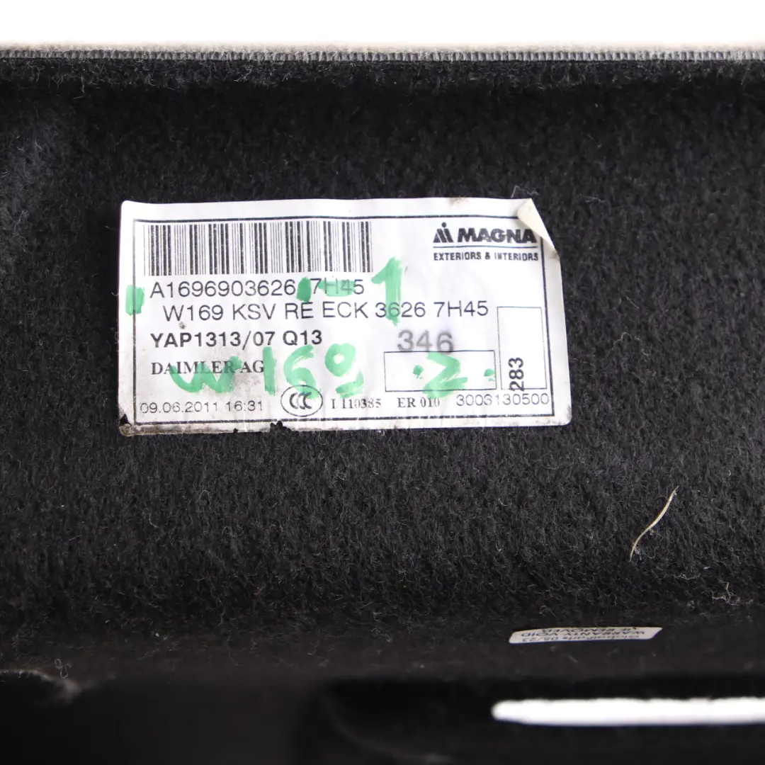 Boot Trunk Panel Right O/S Side Lateral Panel Grey to Mercedes W169 with Part number A1696903626 Mercedes W169 Boot Trunk Panel Right O/S Side Lateral Panel Grey - SKU A1696903626-1 - Part number A1696903626