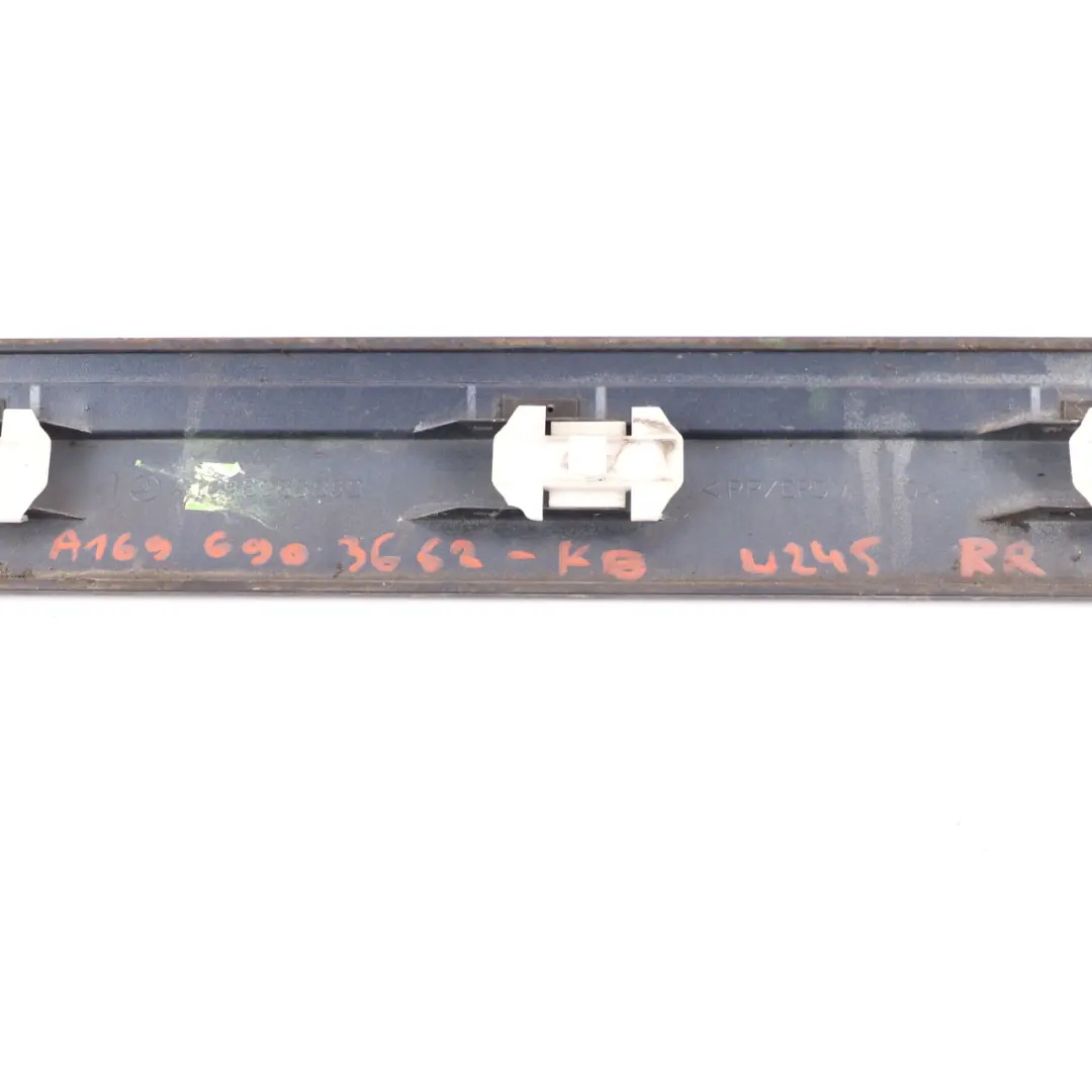 Door Trim Strip Rear Right O/S Moulding Panel Atoll Blue - 375 to Mercedes W245 with Part number A1696903662 Mercedes W245 Door Trim Strip Rear Right O/S Moulding Panel Atoll Blue - 375 - SKU A1696903662-AB - Part number A1696903662