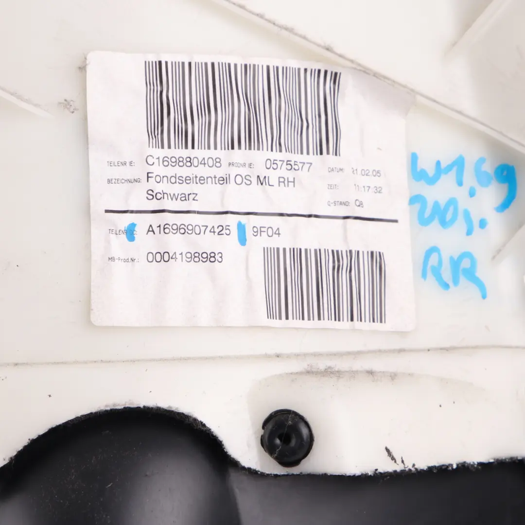 Lateral Trim Panel Mercedes W169 Coupe Rear Right O/S Covering Cloth Black to with Part number A1696907425 Lateral Trim Panel Mercedes W169 Coupe Rear Right O/S Covering Cloth Black - SKU A1696907425 - Part number A1696907425