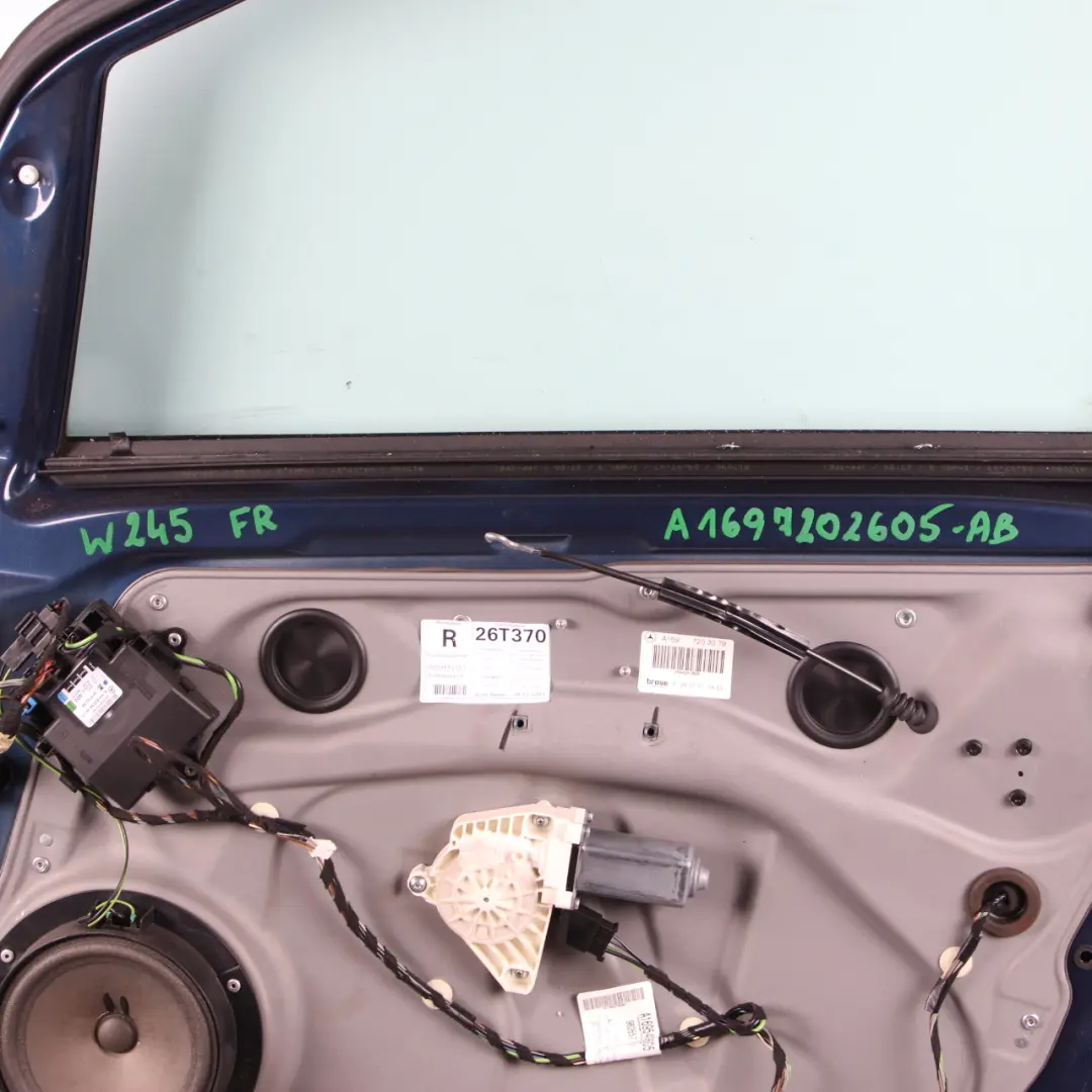 Door Front Right O/S Atoll Blue Metallic - 375 to Mercedes W245 with Part number A1697202605 Mercedes W245 Door Front Right O/S Atoll Blue Metallic - 375 - SKU A1697202605-AB - Part number A1697202605