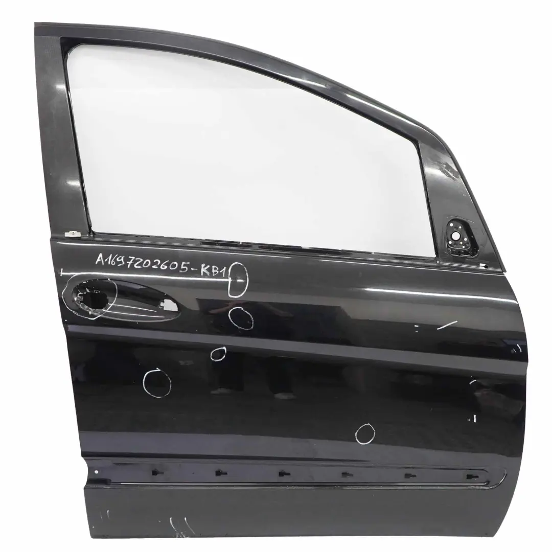 Puerta Delantera Derecha Kosmosschwarz Negro - 191 para Mercedes W245 con número de pieza A1697202605 Mercedes W245 Puerta Delantera Derecha Kosmosschwarz Negro - 191 - SKU A1697202605-KB1 - Número de pieza A1697202605