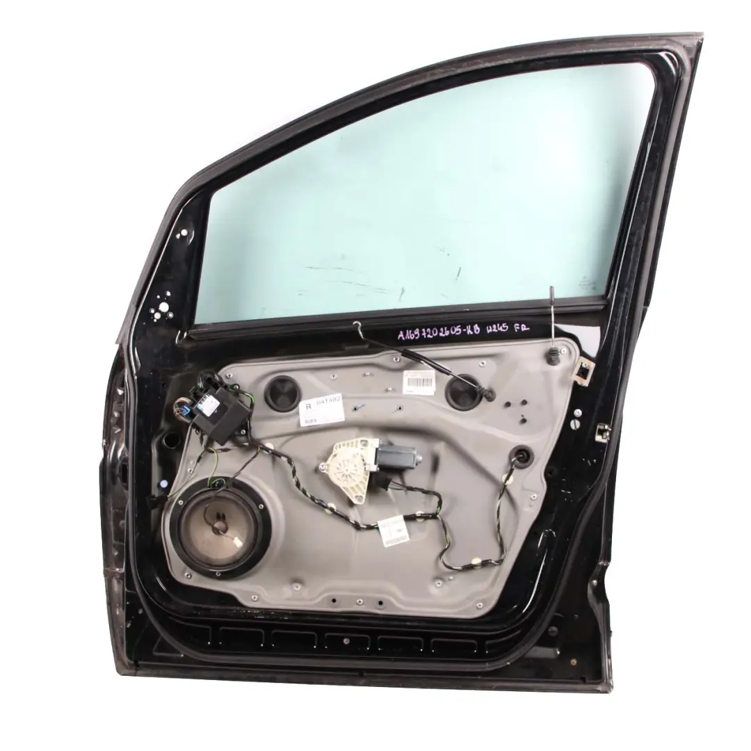 Door Front Right O/S Cosmosschwarz Kosmos Black Metallic - 191 to Mercedes W245 with Part number A1697202605 Mercedes W245 Door Front Right O/S Cosmosschwarz Kosmos Black Metallic - 191 - SKU A1697202605-KB - Part number A1697202605