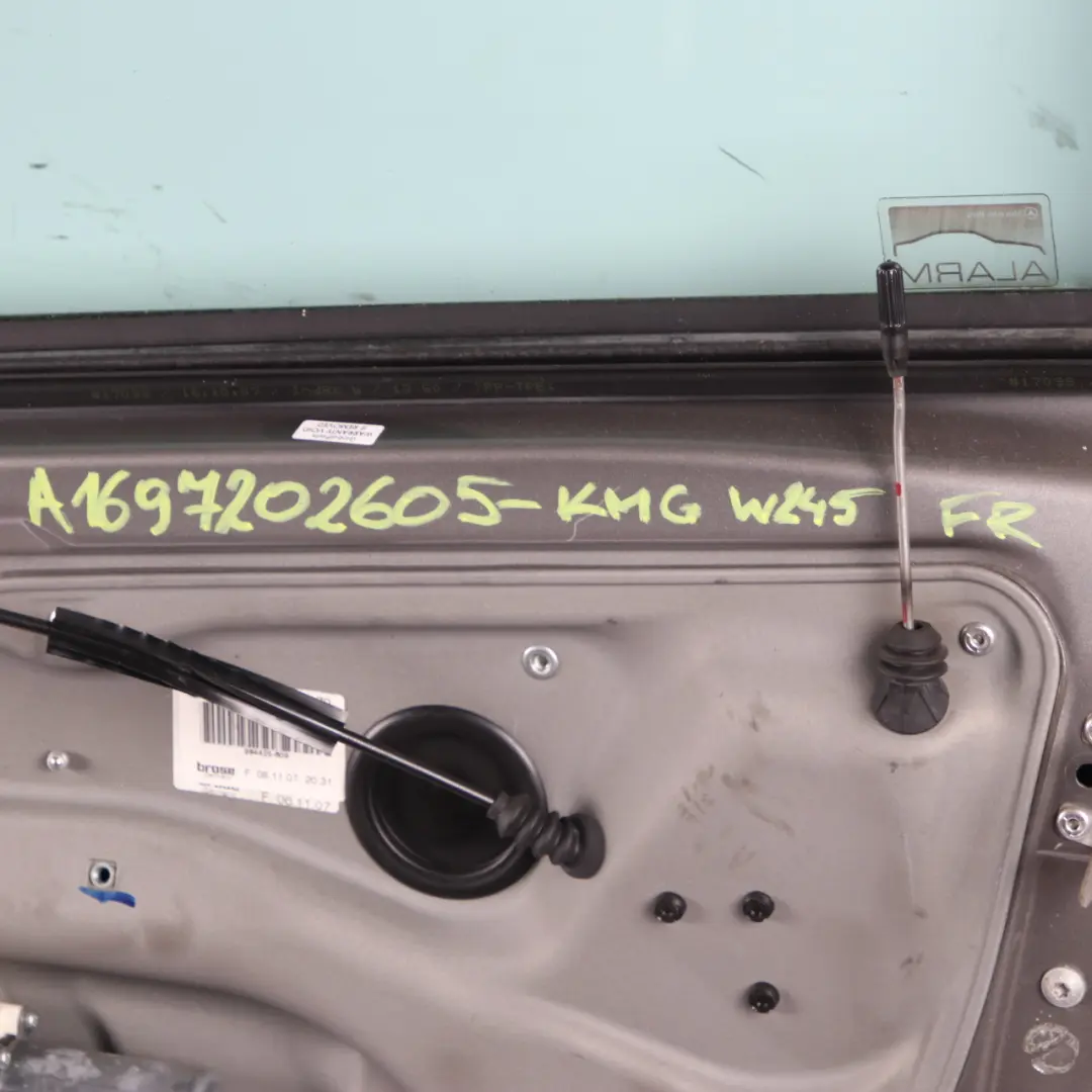 Door Front Right O/S Kometgrau Comet Grey Metallic - 748 to Mercedes W245 with Part number A1697202605 Mercedes W245 Door Front Right O/S Kometgrau Comet Grey Metallic - 748 - SKU A1697202605-KMG - Part number A1697202605
