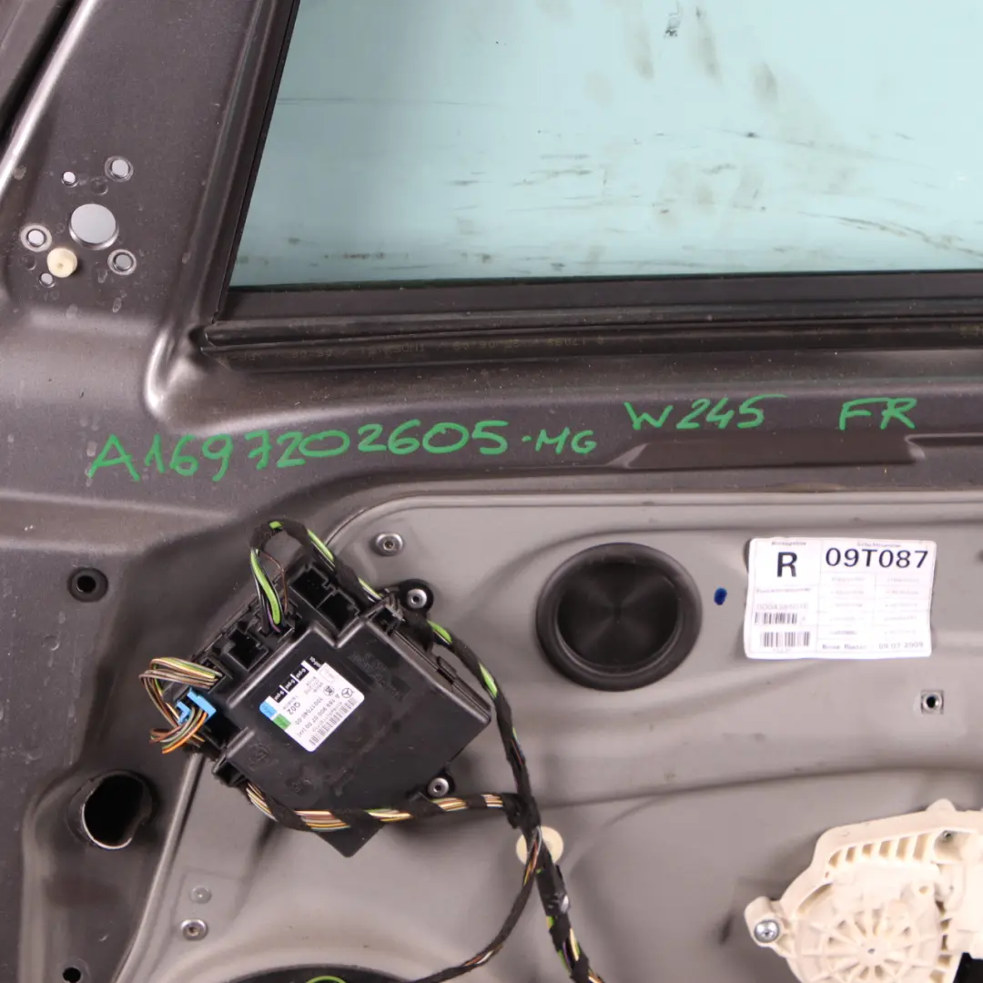 Door Front Right O/S Mountain Gray Metallic Finish - 787 to Mercedes W245 with Part number A1697202605 Mercedes W245 Door Front Right O/S Mountain Gray Metallic Finish - 787 - SKU A1697202605-MG - Part number A1697202605