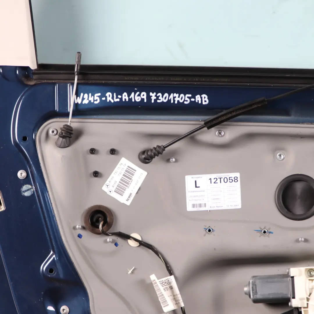 Door Rear Left N/S Atoll Blau Blue Metallic - 375 to Mercedes W245 with Part number A1697301705 Mercedes W245 Door Rear Left N/S Atoll Blau Blue Metallic - 375 - SKU A1697301705-AB - Part number A1697301705