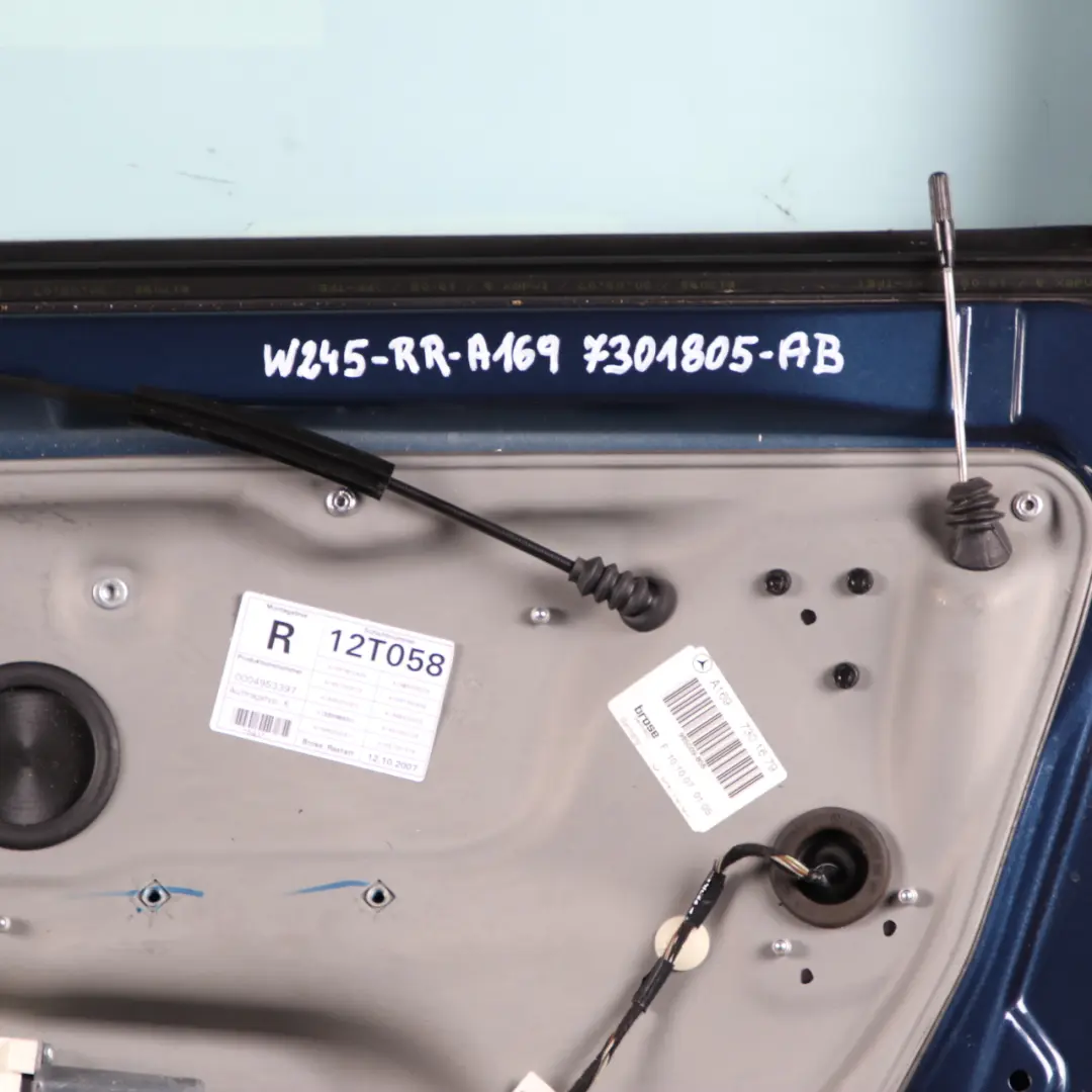 Door Rear Right O/S Atoll Blau Blue Metallic - 375 to Mercedes W245 with Part number A1697301805 Mercedes W245 Door Rear Right O/S Atoll Blau Blue Metallic - 375 - SKU A1697301805-AB - Part number A1697301805