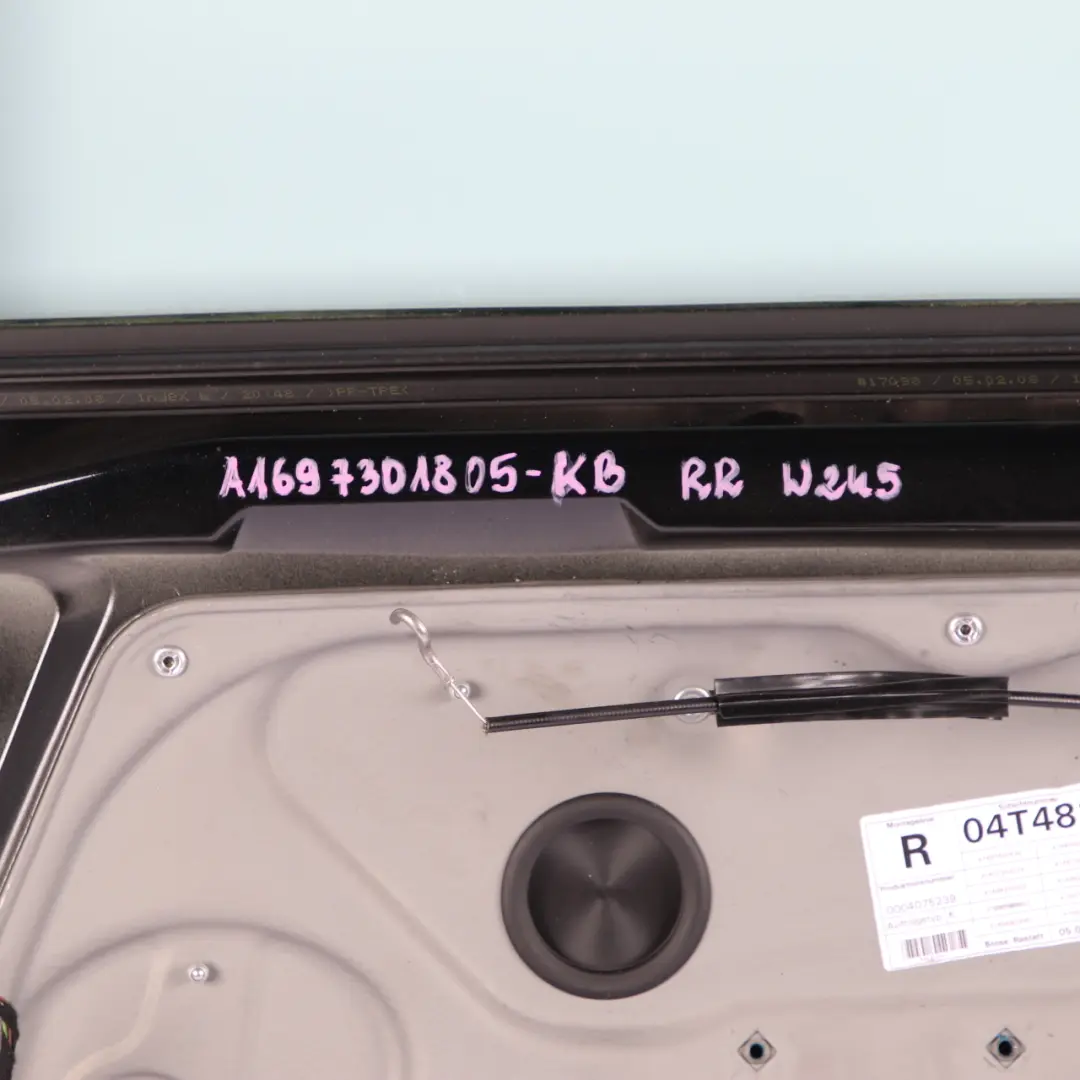 Door Rear Right O/S Covering Panel Cosmosschwarz Black - 191 to Mercedes W245 with Part number A1697301805 Mercedes W245 Door Rear Right O/S Covering Panel Cosmosschwarz Black - 191 - SKU A1697301805-KB - Part number A1697301805