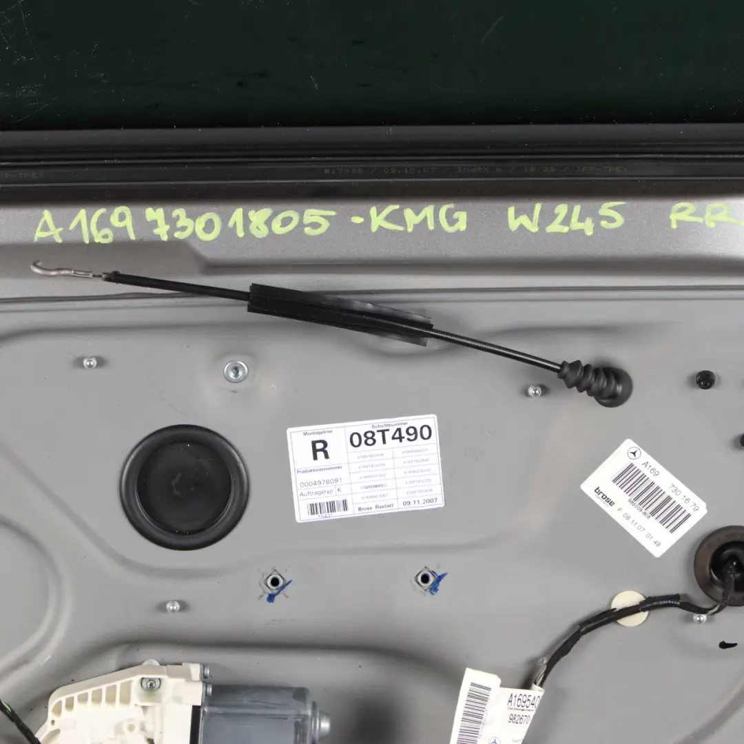 Mercedes W245 Door Rear Right O/S Covering Panel Kometgrau Comet Grey - 748 - SKU A1697301805-KMG - Part number A1697301805