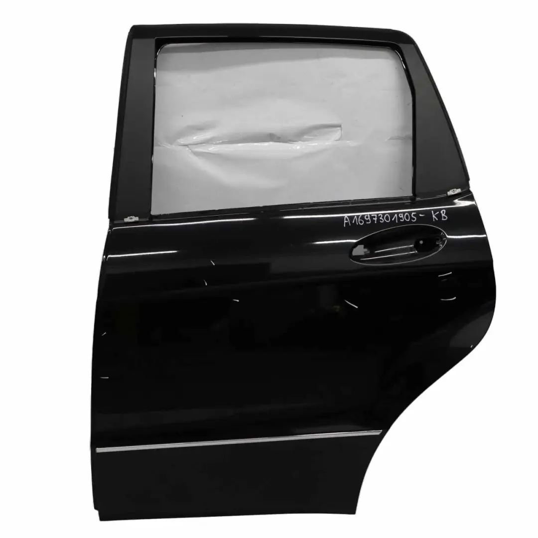 Door Rear Left N/S Kosmos Cosmic Black Metallic - 191 to Mercedes W169 with Part number A1697301905 Mercedes W169 Door Rear Left N/S Kosmos Cosmic Black Metallic - 191 - SKU A1697301905-KB - Part number A1697301905