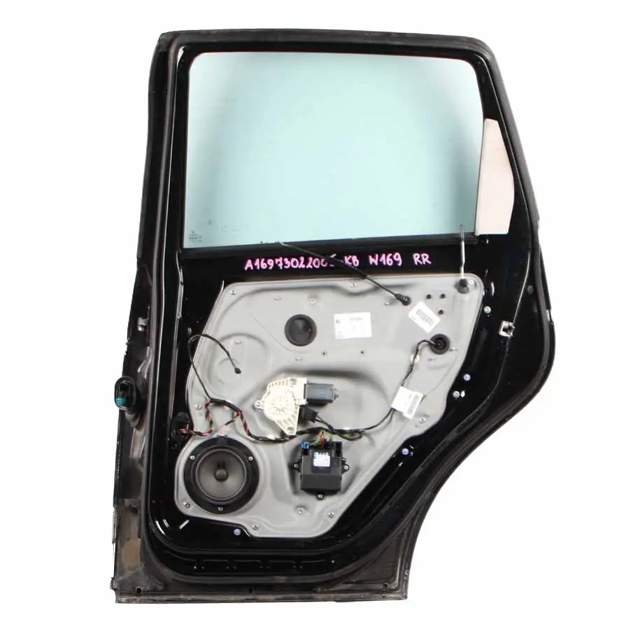 Door Mercedes W169 Right O/S Panel Kosmos Cosmic Black Metallic - 191 to Rear with Part number A1697302005 Rear Door Mercedes W169 Right O/S Panel Kosmos Cosmic Black Metallic - 191 - SKU A1697302005-KB - Part number A1697302005