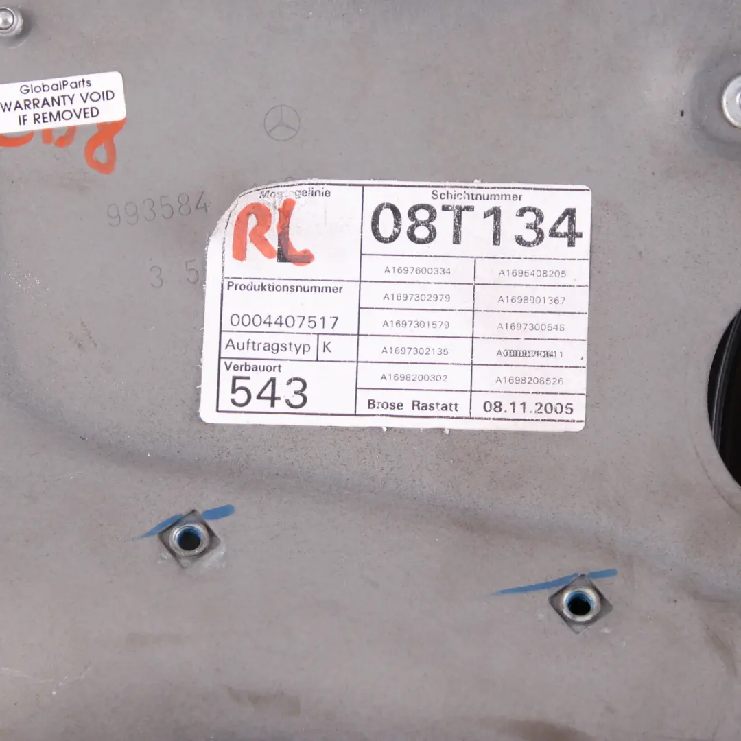 Elevalunas Mercedes W245 Puerta Trasera Izquierda Unidad Reguladora A1697301579 para con número de pieza A1697303779 Elevalunas Mercedes W245 Puerta Trasera Izquierda Unidad Reguladora A1697301579 - SKU A1697303779-1 - Número de pieza A1697303779