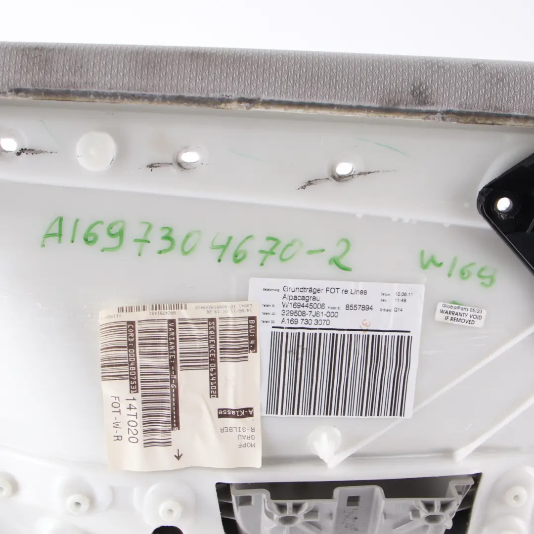 Door Card Trim Rear Right O/S Door Panel Cloth Grey to Mercedes W169 with Part number A1697304670 Mercedes W169 Door Card Trim Rear Right O/S Door Panel Cloth Grey - SKU A1697304670-2 - Part number A1697304670