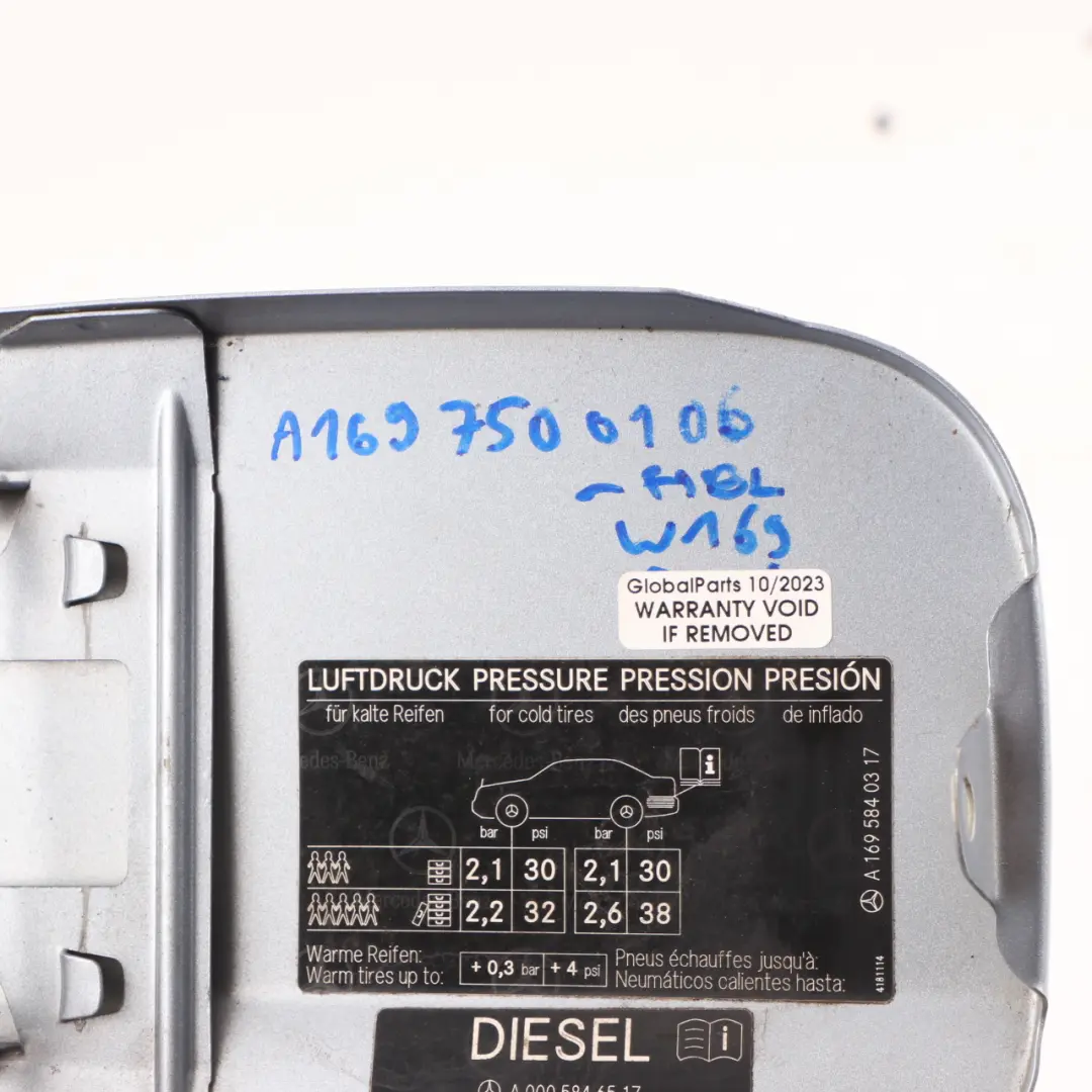 Mercedes W169 Couvercle de bouchon de réservoir de carburant bleu horizon - 391 - SKU A1697500106-HBL - Numéro de pièce A1697500106