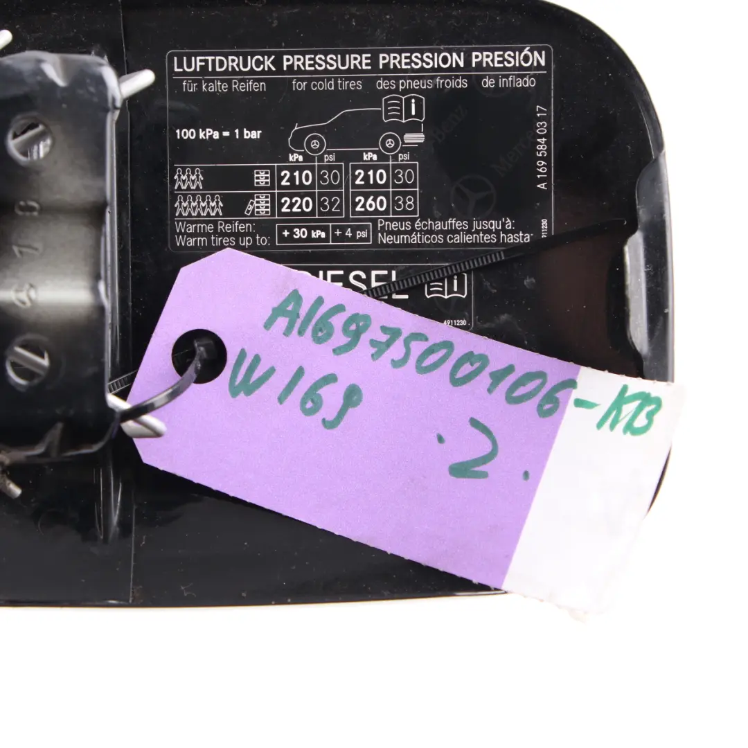 Flap Tank Cap Cover Kosmos Black Metallic - 191 to Mercedes W169 Fuel with Part number A1697500106 Mercedes W169 Fuel Flap Tank Cap Cover Kosmos Black Metallic - 191 - SKU A1697500106-KB - Part number A1697500106