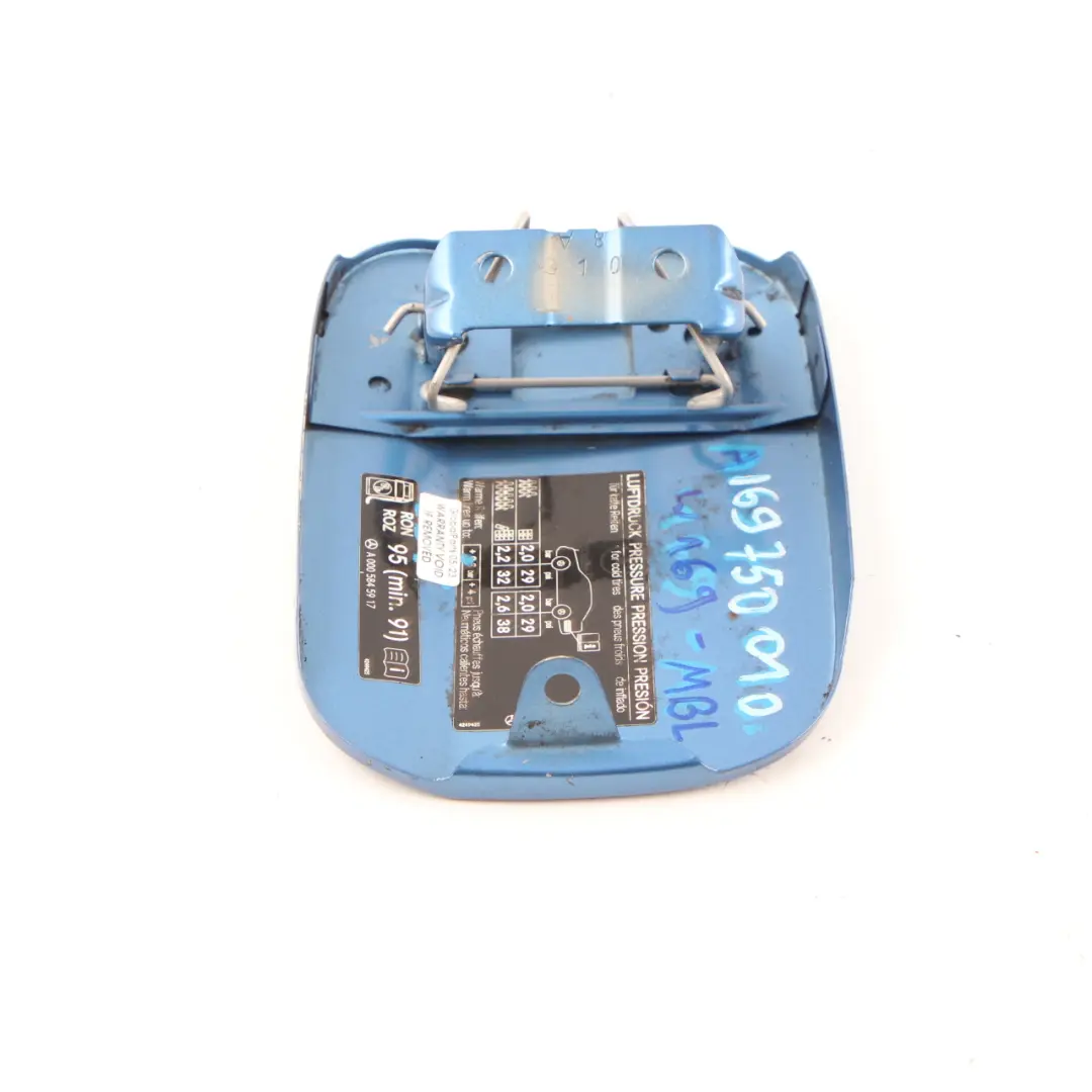 Mercedes W169 Fuel Filler Flap Tank Cap Cover Mistral Blue - 955 - SKU A1697500106-MBL - Part number A1697500106