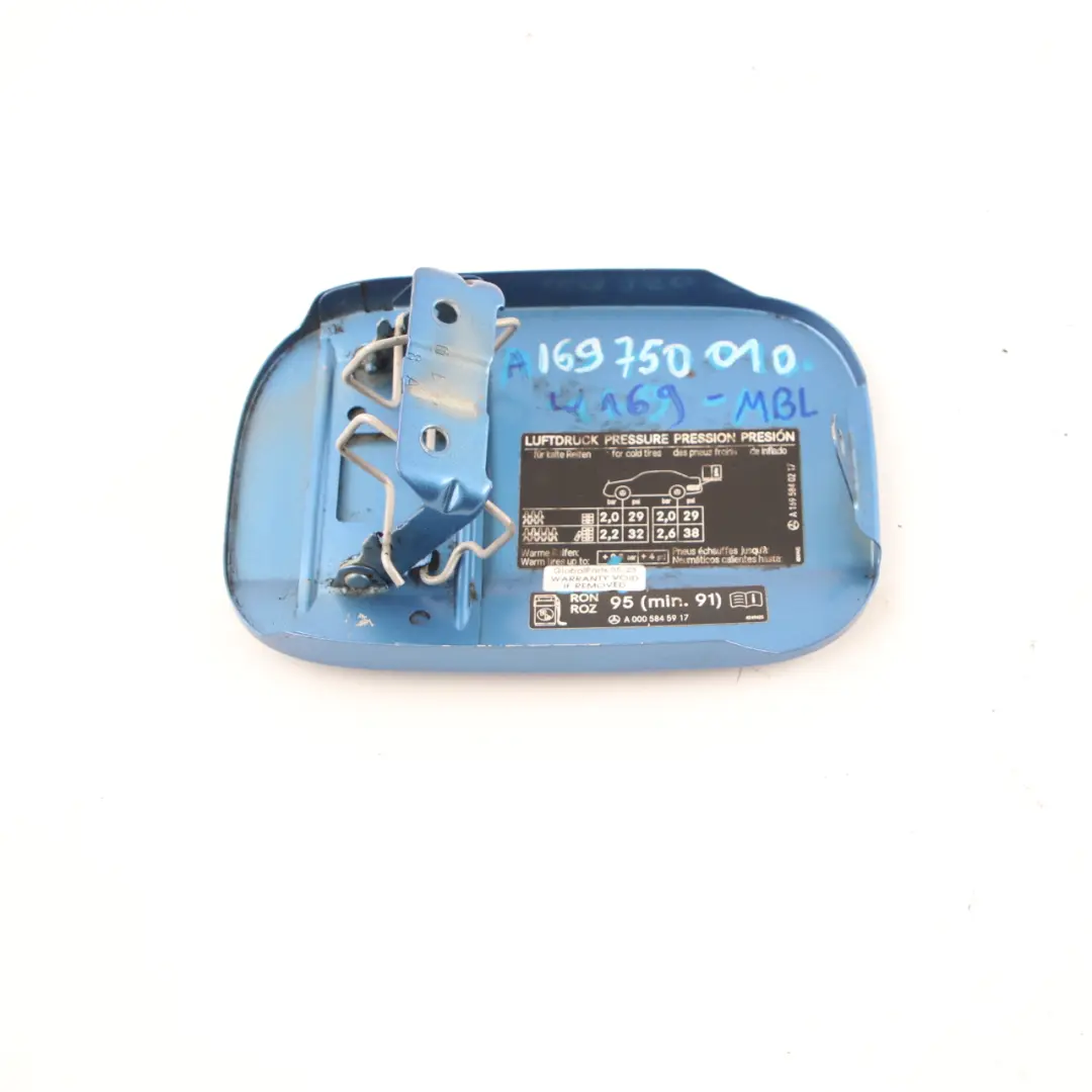 Mercedes W169 Fuel Filler Flap Tank Cap Cover Mistral Blue - 955 - SKU A1697500106-MBL - Part number A1697500106