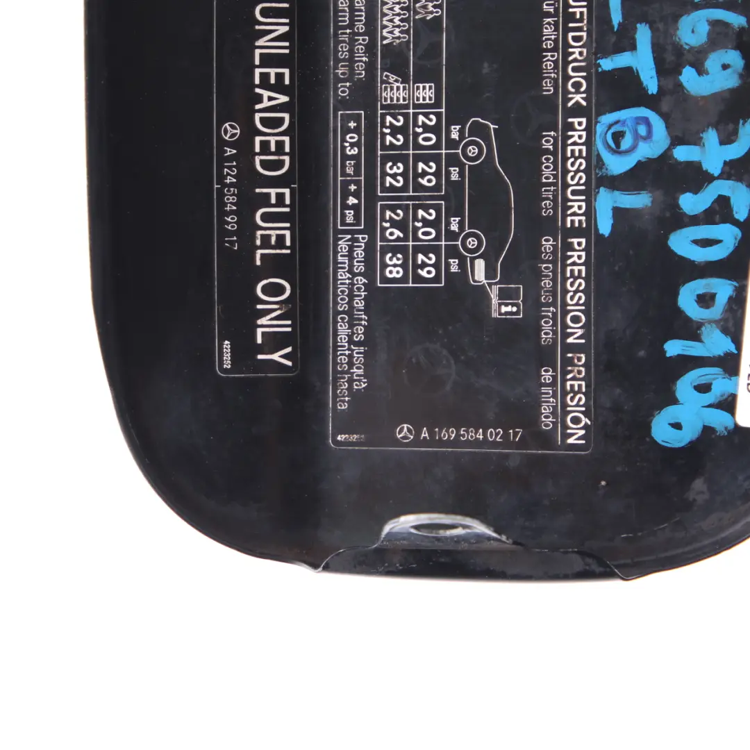 Mercedes W169 Fuel Filler Flap Tank Cap Cover Tropical Black - 160 - SKU A1697500106-TBL - Part number A1697500106