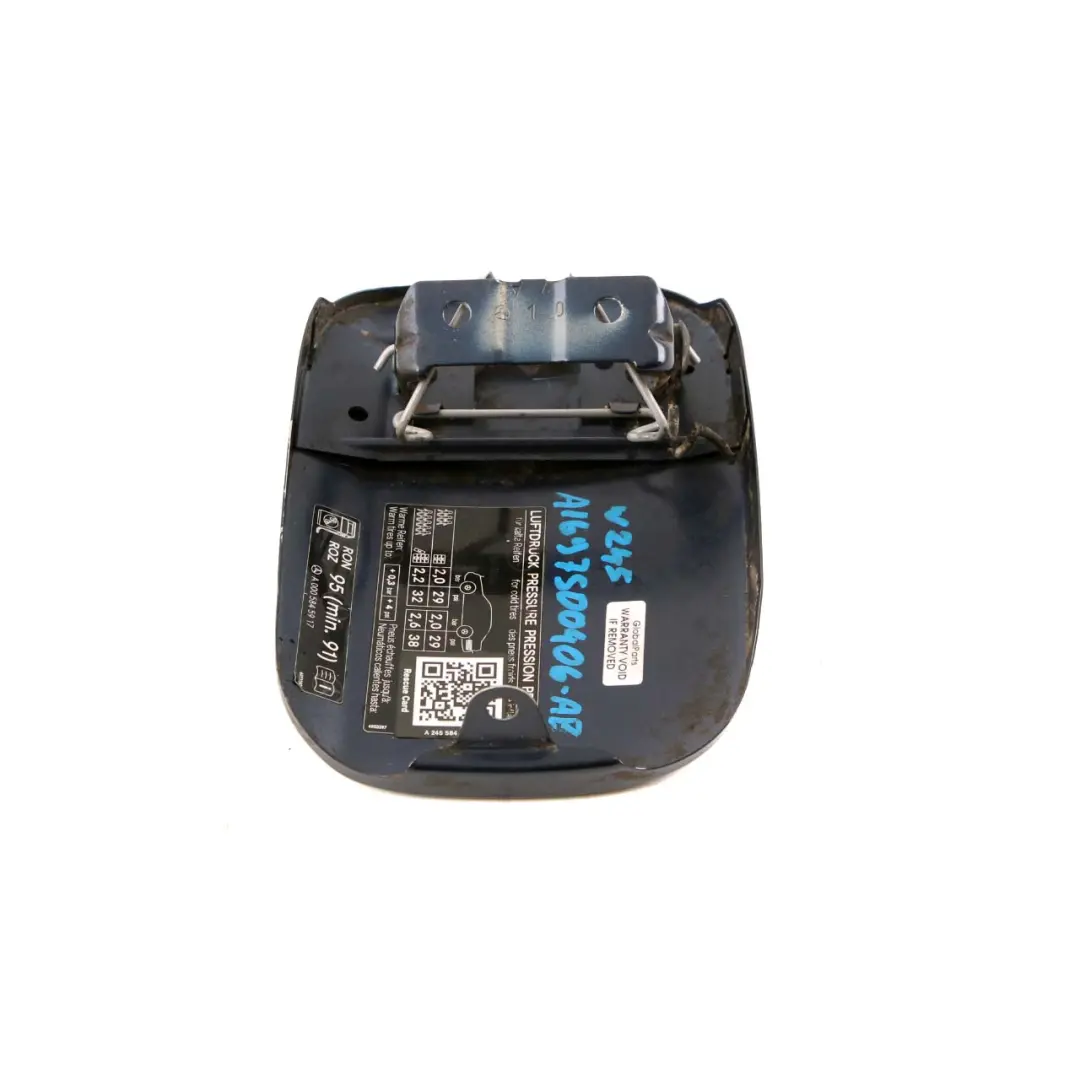 Flap Tank Cap Cover Panel Atoll Blue Metallic - 375 to Mercedes W245 Fuel with Part number A1697500406 Mercedes W245 Fuel Flap Tank Cap Cover Panel Atoll Blue Metallic - 375 - SKU A1697500406-AB - Part number A1697500406