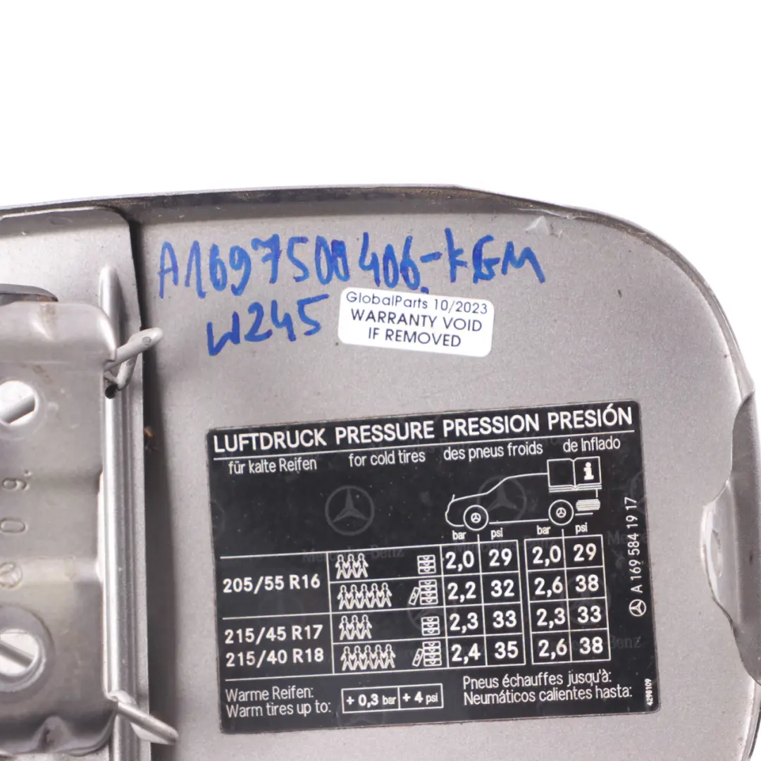 Mercedes W245 Fuel Filler Fill In Flap Tank Deckel Abdeckung Comet Grau - 748 - SKU A1697500406-KMG - Teilenummer A1697500406